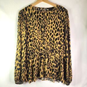 Banana Republic Leopard Print Long Sleeve Blouse